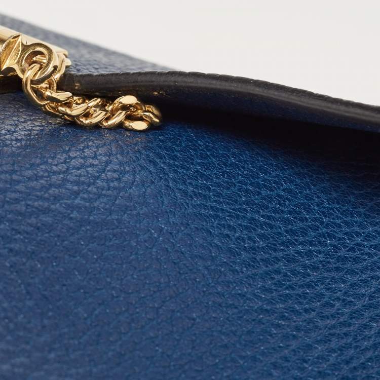 Pre Owned Chloe Blue Leather Medium Drew Shoulder Bag