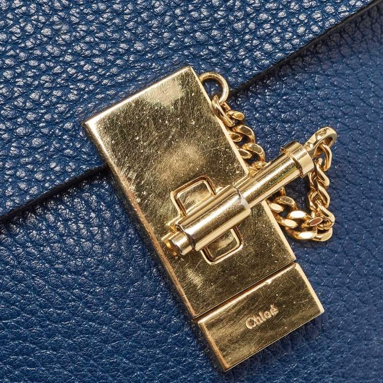 Pre Owned Chloe Blue Leather Medium Drew Shoulder Bag