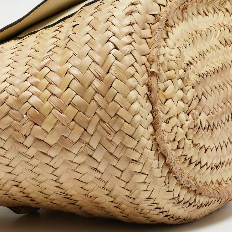 Pre Owned Chloe Beige/Cream Straw and Leather Medium Marcie Basket Bag