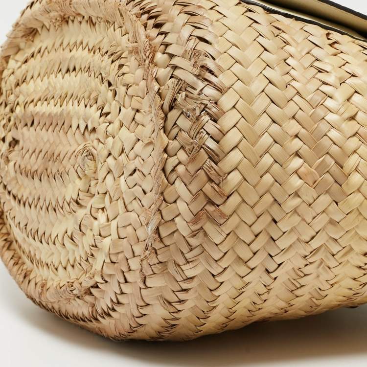 Pre Owned Chloe Beige/Cream Straw and Leather Medium Marcie Basket Bag