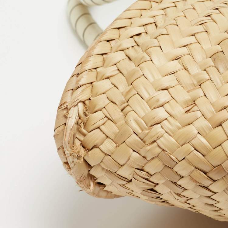 Pre Owned Chloe Beige/Cream Straw and Leather Medium Marcie Basket Bag