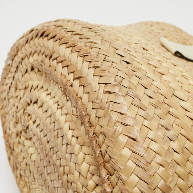 Pre Owned Chloe Beige/Cream Straw and Leather Medium Marcie Basket Bag