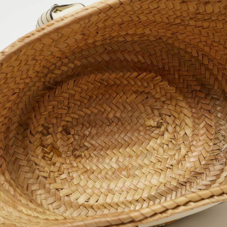 Pre Owned Chloe Beige/Cream Straw and Leather Medium Marcie Basket Bag