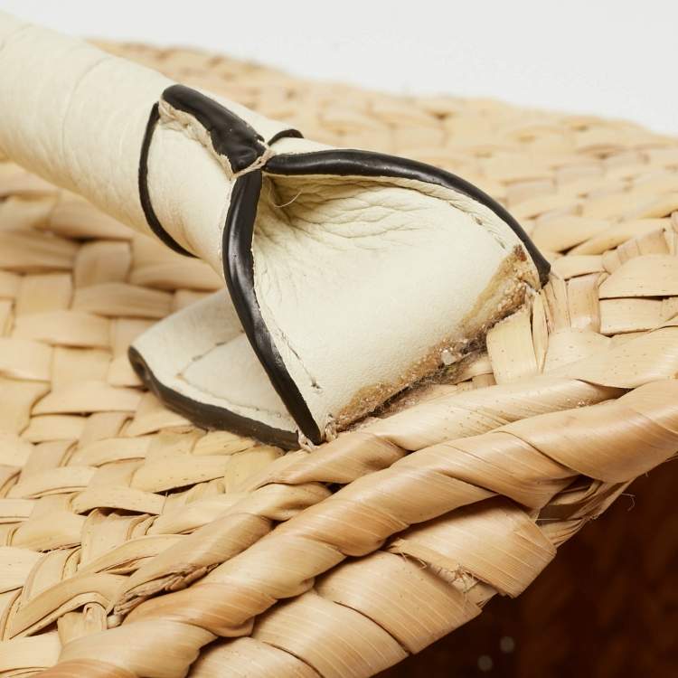 Pre Owned Chloe Beige/Cream Straw and Leather Medium Marcie Basket Bag