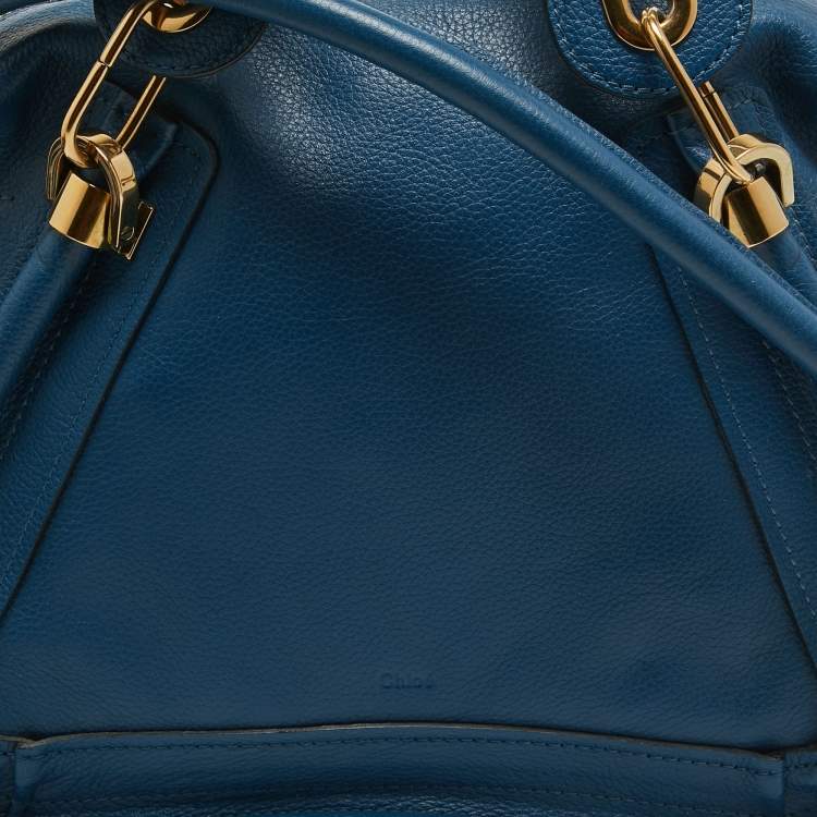 Pre Owned Chloe Blue Leather Medium Paraty Satchel