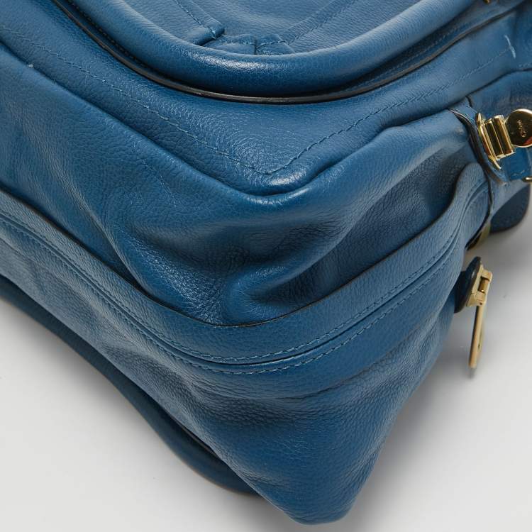 Pre Owned Chloe Blue Leather Medium Paraty Satchel