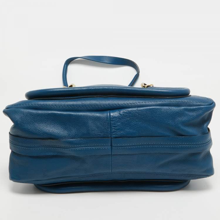 Pre Owned Chloe Blue Leather Medium Paraty Satchel