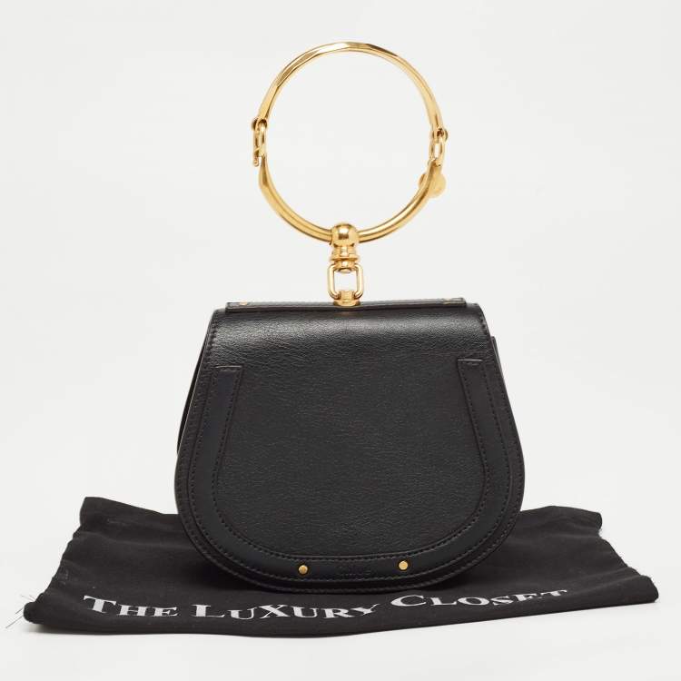 Pre Owned Chloe Black Leather Small Nile Bracelet Bag