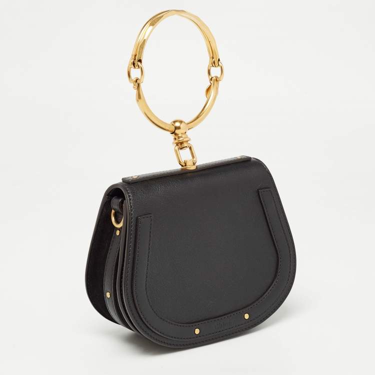 Pre Owned Chloe Black Leather Small Nile Bracelet Bag