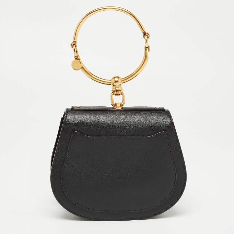 Pre Owned Chloe Black Leather Small Nile Bracelet Bag