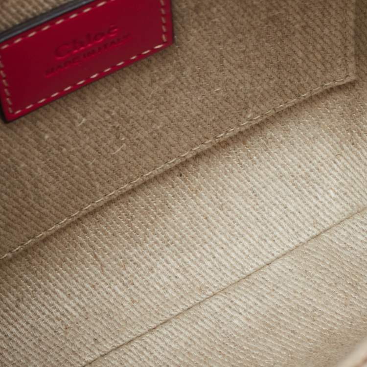 Pre Owned Chloe Pink/Beige Canvas and Leather Mini Woody Tote