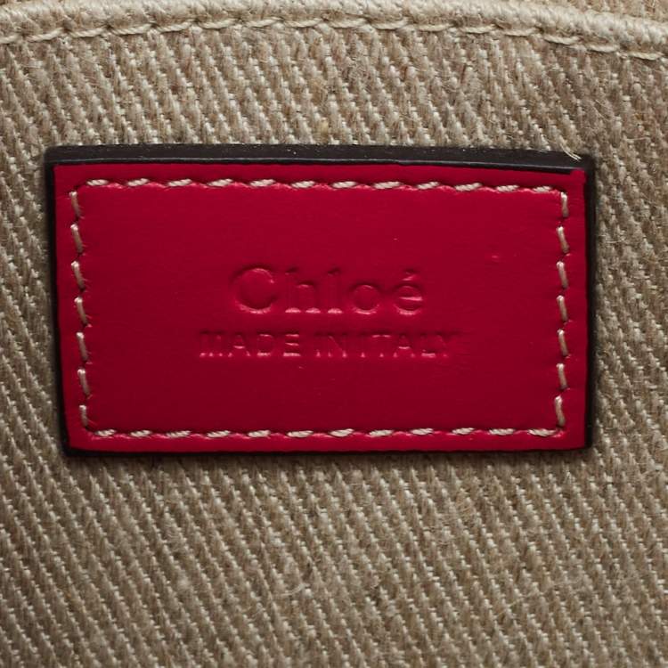 Pre Owned Chloe Pink/Beige Canvas and Leather Mini Woody Tote