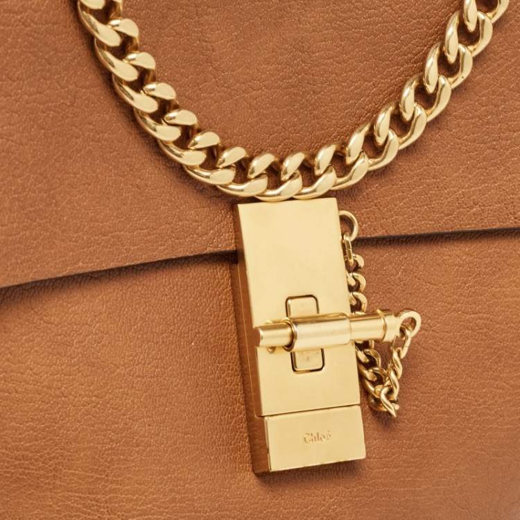 مملوكة مسبقًا Chloe Brown Leather Medium Drew Shoulder Bag