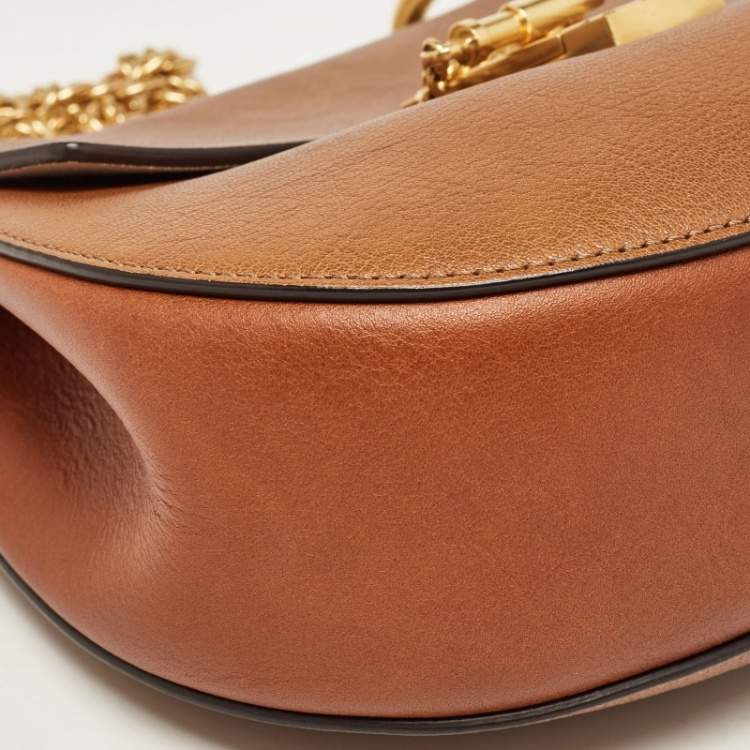 مملوكة مسبقًا Chloe Brown Leather Medium Drew Shoulder Bag