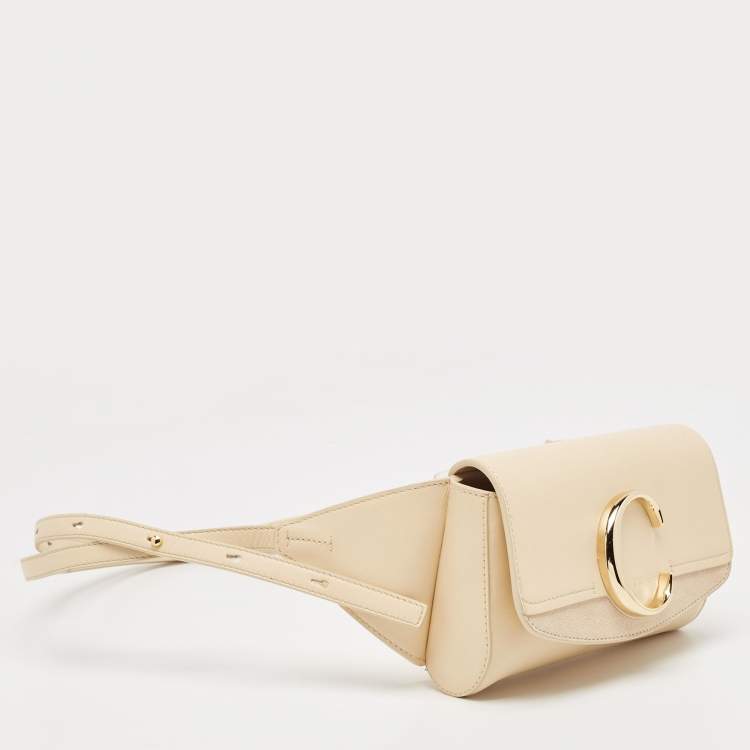 Pre Owned Chloe Cream Leather and Suede Chloe C Belt Bag