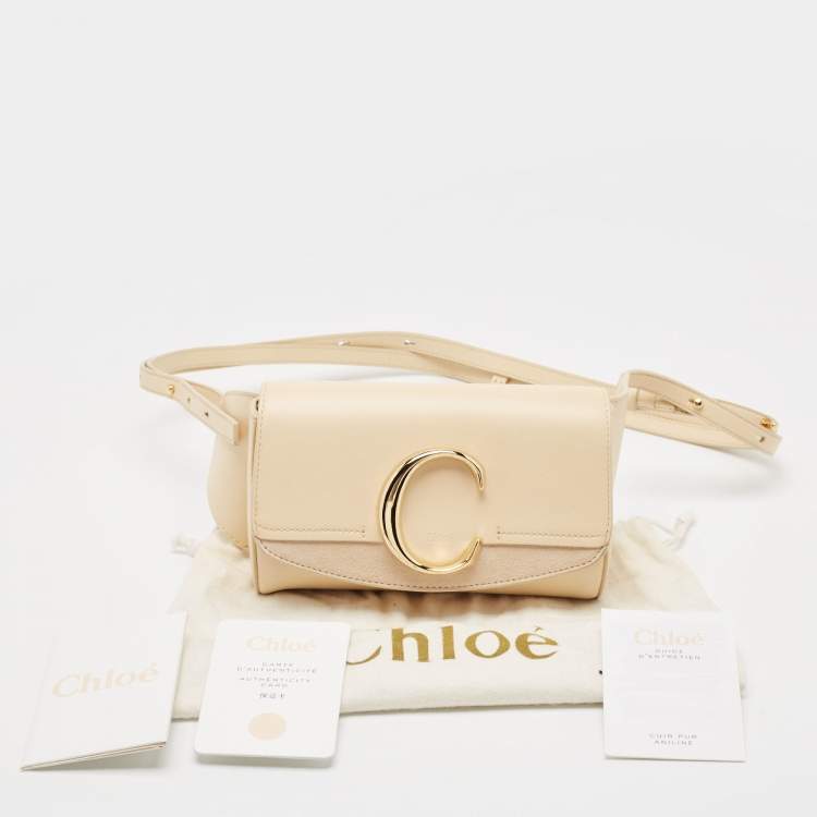 Pre Owned Chloe Cream Leather and Suede Chloe C Belt Bag
