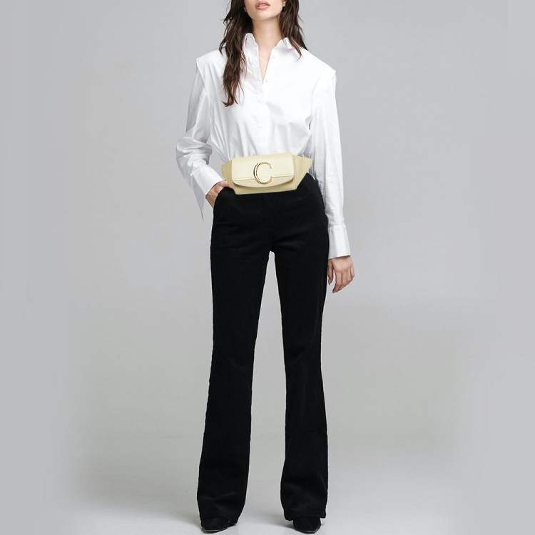 Pre Owned Chloe Cream Leather and Suede Chloe C Belt Bag