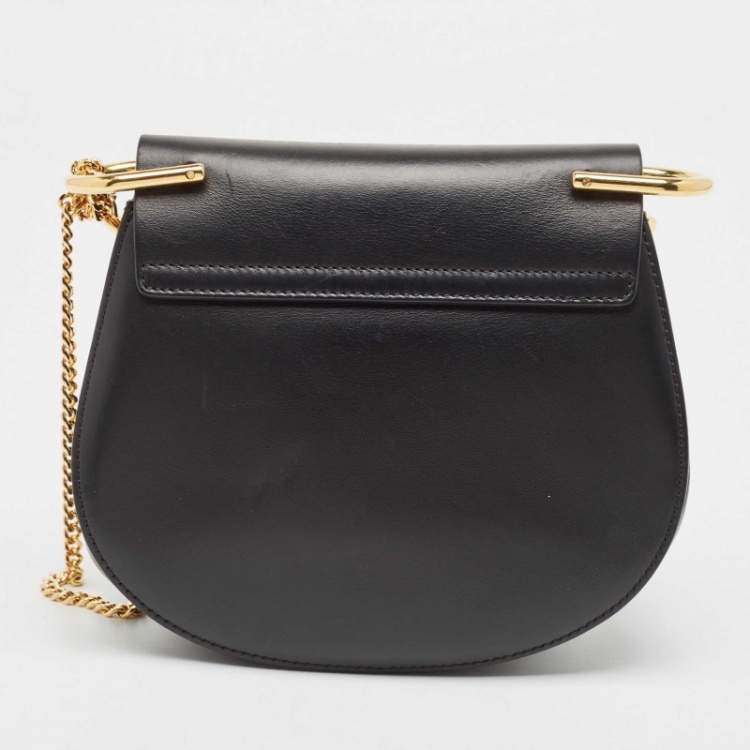 Pre Owned Chloe Black Leather and Suede Small Drew Chain Crossbody Bag