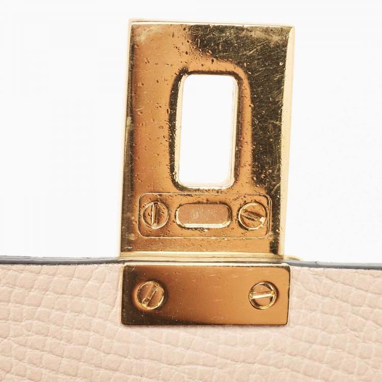 Pre Owned Chloe Peach/Brown Pebbled Leather Medium Drew Shoulder Bag