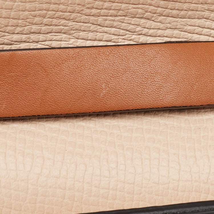 Pre Owned Chloe Peach/Brown Pebbled Leather Medium Drew Shoulder Bag