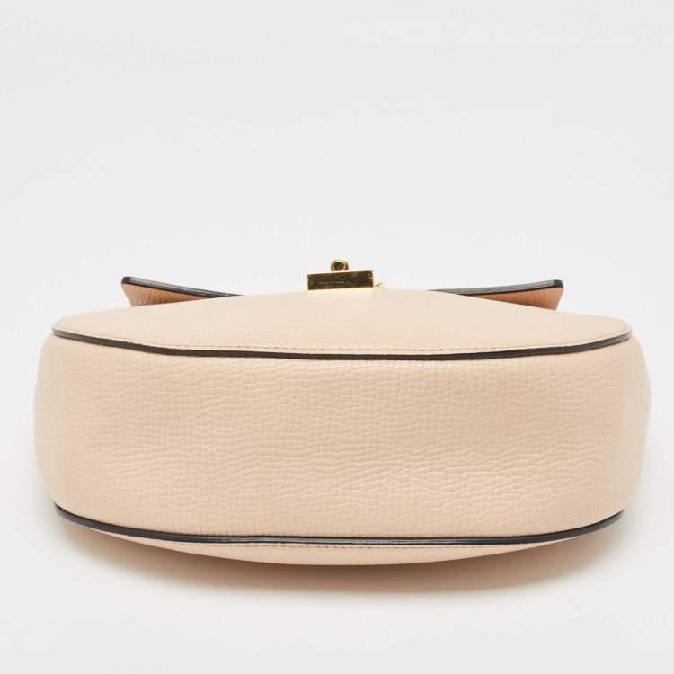 Pre Owned Chloe Peach/Brown Pebbled Leather Medium Drew Shoulder Bag