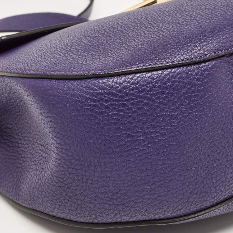 Pre Owned Chloe Dark Purple Leather Large Drew Shoulder Bag