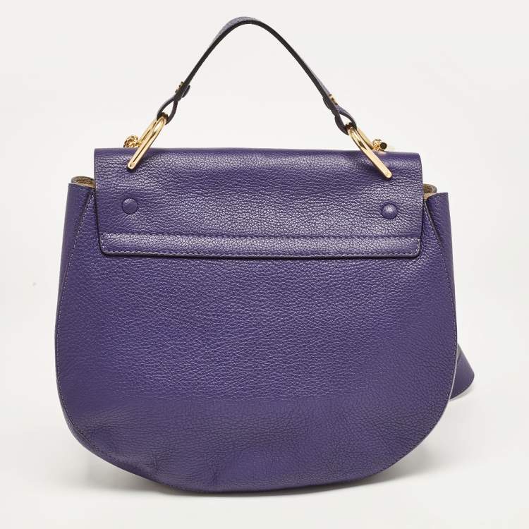 Pre Owned Chloe Dark Purple Leather Large Drew Shoulder Bag
