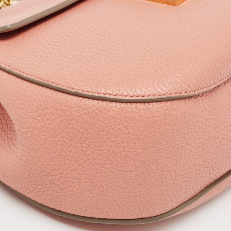 Pre Owned Chloe Salmon Pink Leather Medium Drew Shoulder Bag