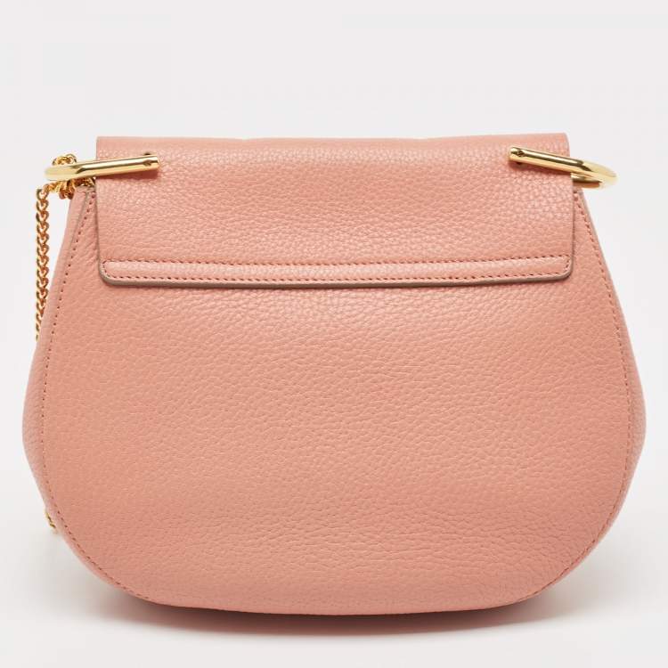 Pre Owned Chloe Salmon Pink Leather Medium Drew Shoulder Bag