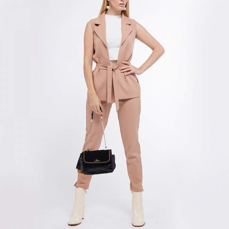 مملوكة مسبقًا Chloe Black/Gold Velvet Metal Detail Flap Bag