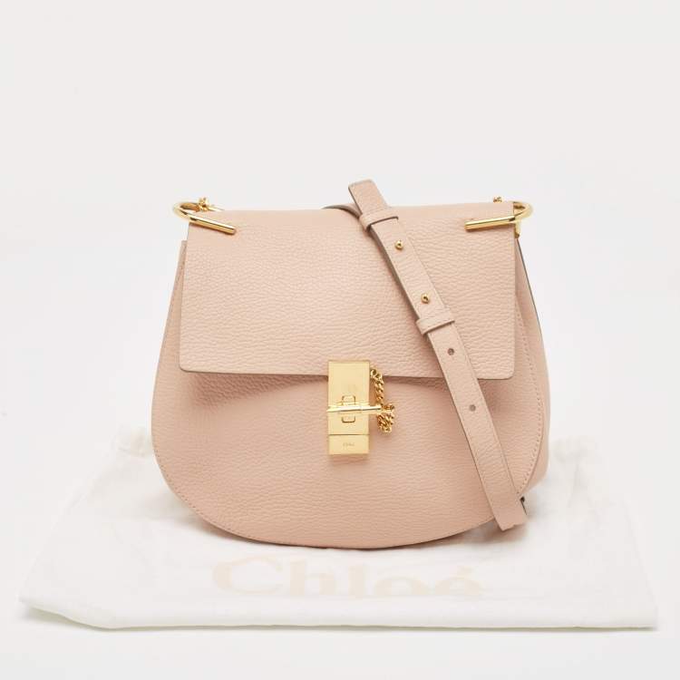Pre Owned Chloe Rose Poudre Leather Large Drew Shoulder Bag