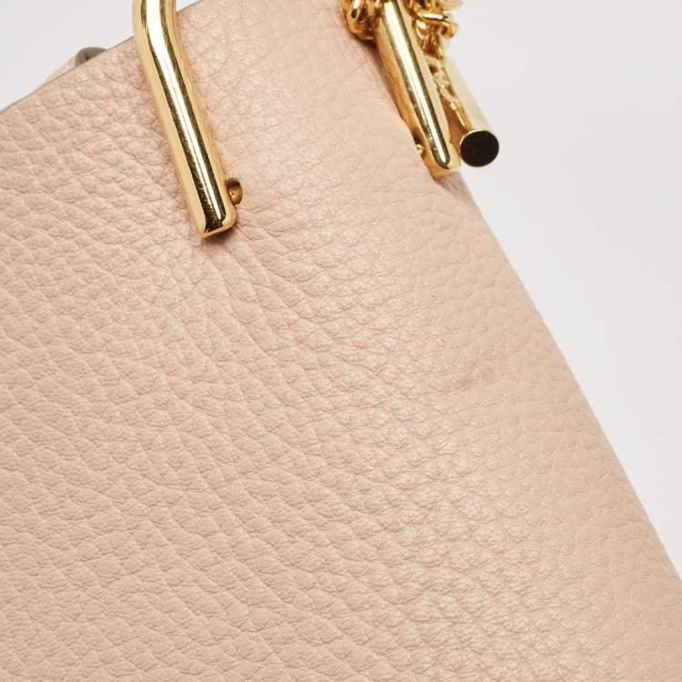 Pre Owned Chloe Rose Poudre Leather Large Drew Shoulder Bag
