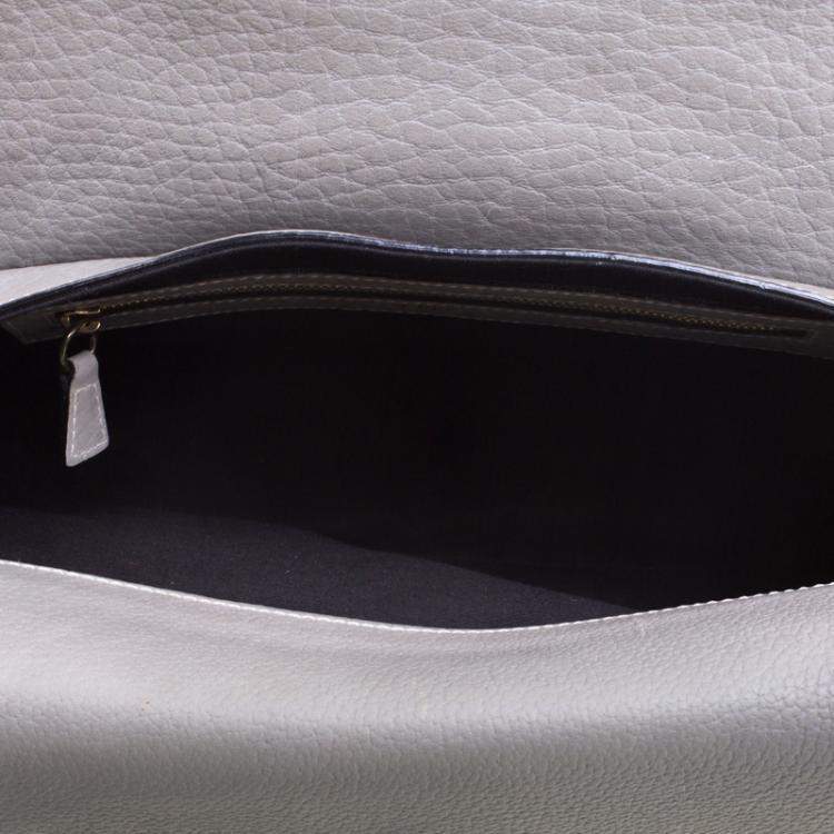 Pre Owned Chloe Grey Pebbled Leather Medium Sally Flap Shoulder Bag
