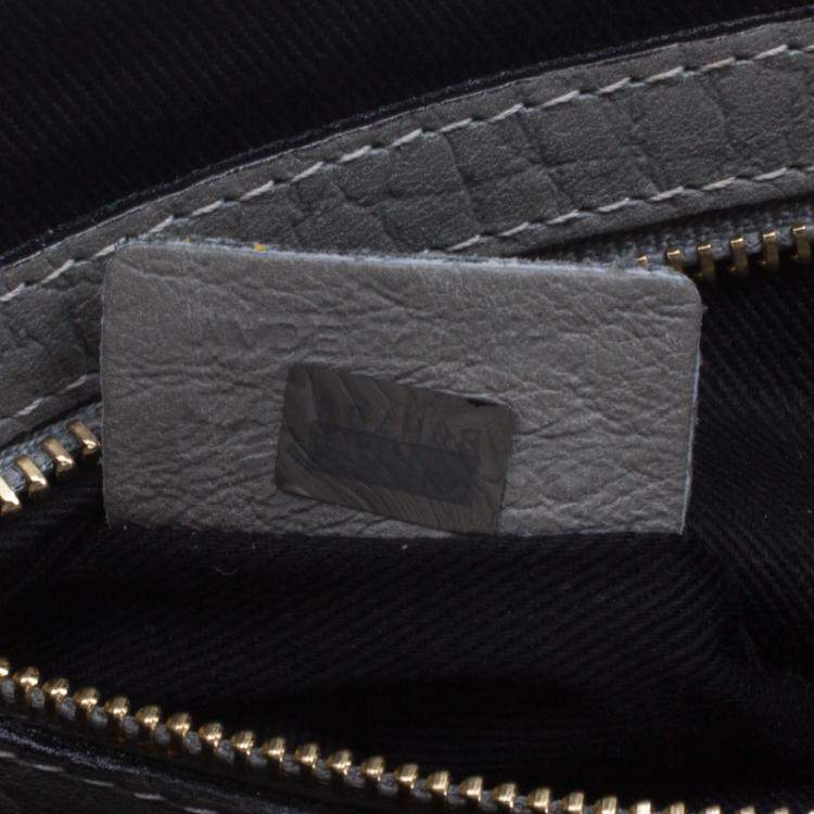 Pre Owned Chloe Grey Pebbled Leather Medium Sally Flap Shoulder Bag
