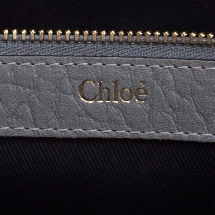 Pre Owned Chloe Grey Pebbled Leather Medium Sally Flap Shoulder Bag