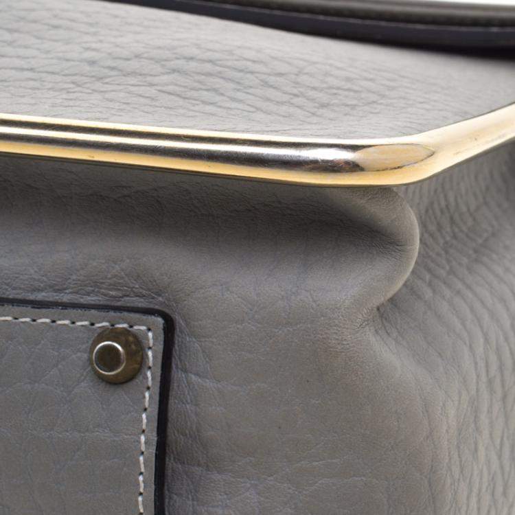 Pre Owned Chloe Grey Pebbled Leather Medium Sally Flap Shoulder Bag