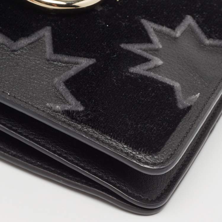 Pre Owned Chloe Black Leather and Suede Mini Star Faye Crossbody Bag