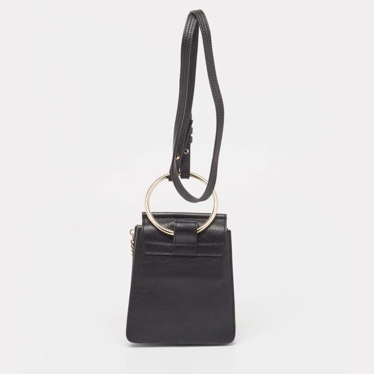 Pre Owned Chloe Black Leather and Suede Mini Star Faye Crossbody Bag