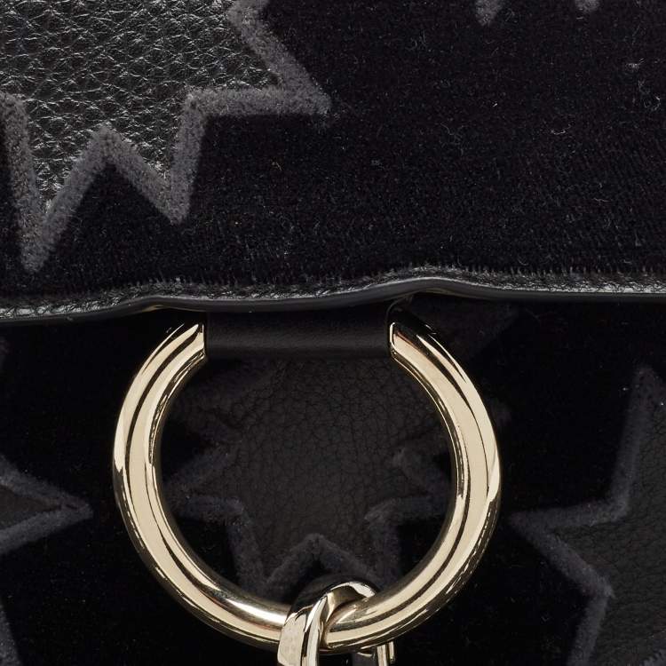 Pre Owned Chloe Black Leather and Suede Mini Star Faye Crossbody Bag