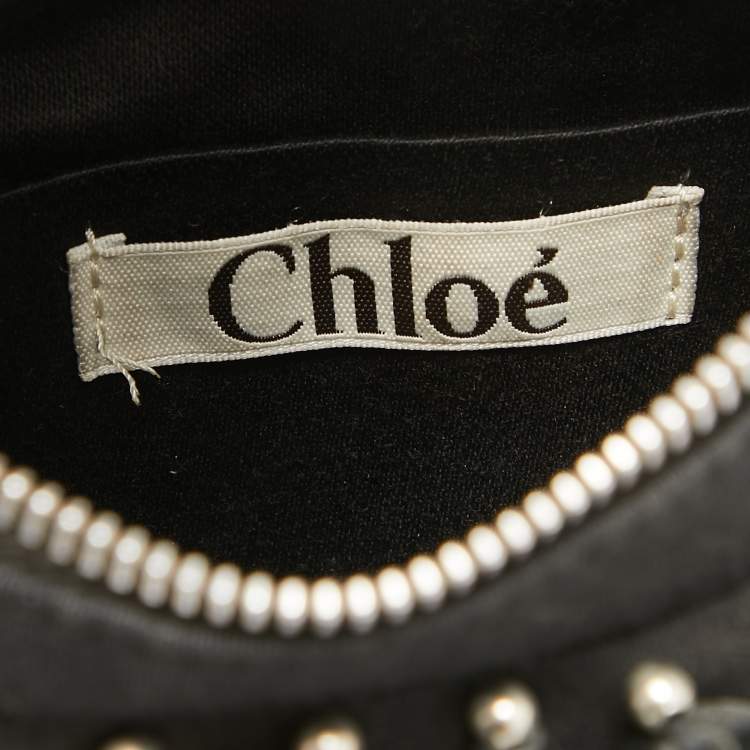 Pre Owned Chloe Black Canvas Beaded Bracelet Hobo 
