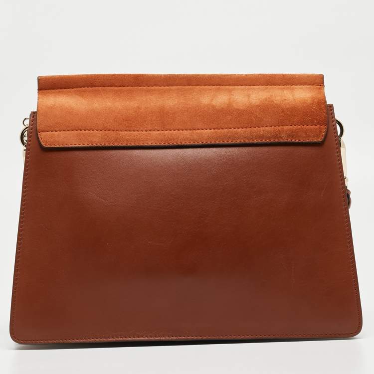 Pre Owned Chloe Brown Leather and Suede Medium Faye Shoulder Bag