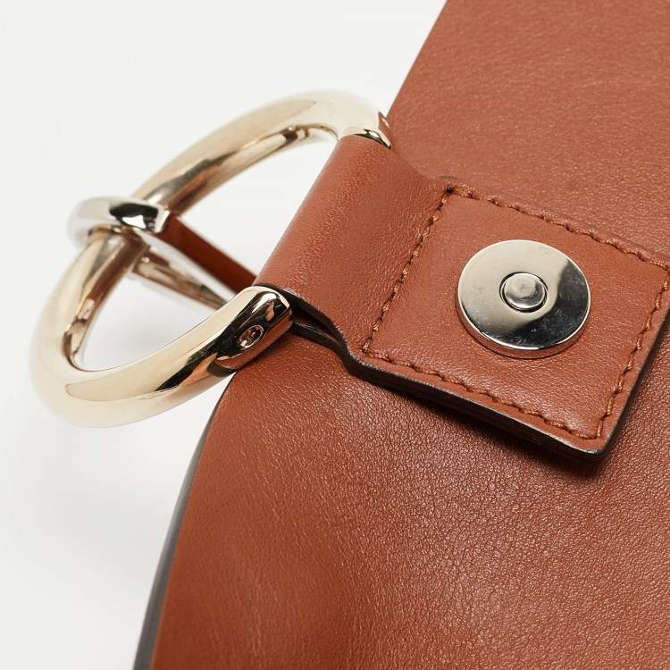 Pre Owned Chloe Brown Leather and Suede Medium Faye Shoulder Bag