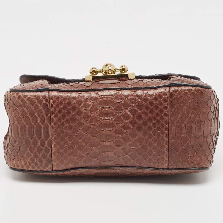 Pre Owned Chloé Brown Python Small Elsie Shoulder Bag