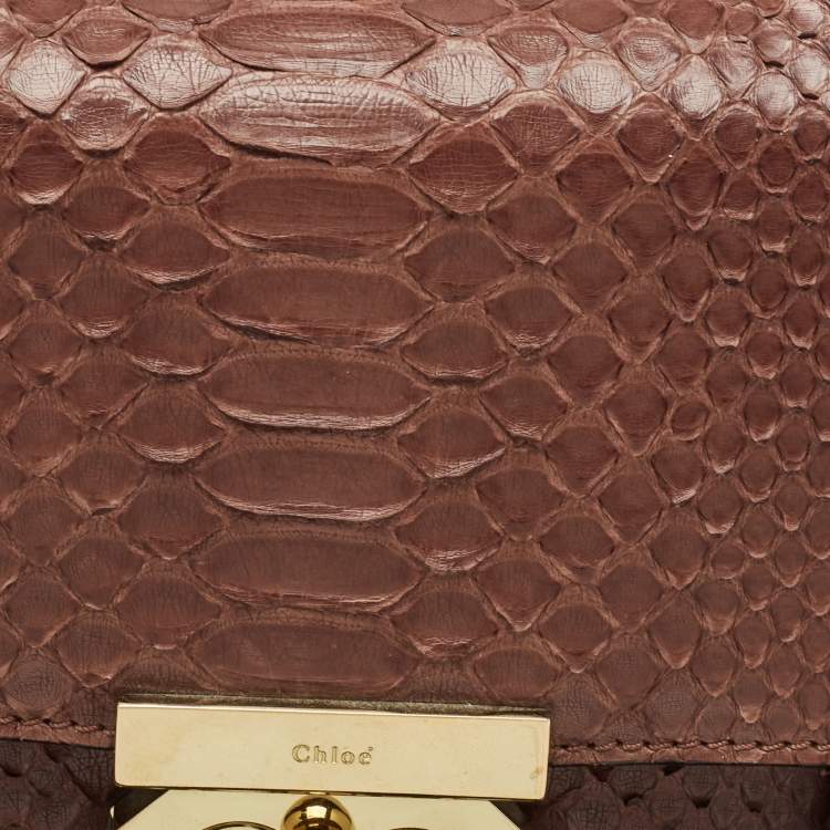 Pre Owned Chloé Brown Python Small Elsie Shoulder Bag