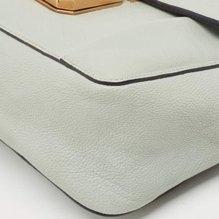 Pre Owned Chloé Mint Green Leather Small Elsie Shoulder Bag
