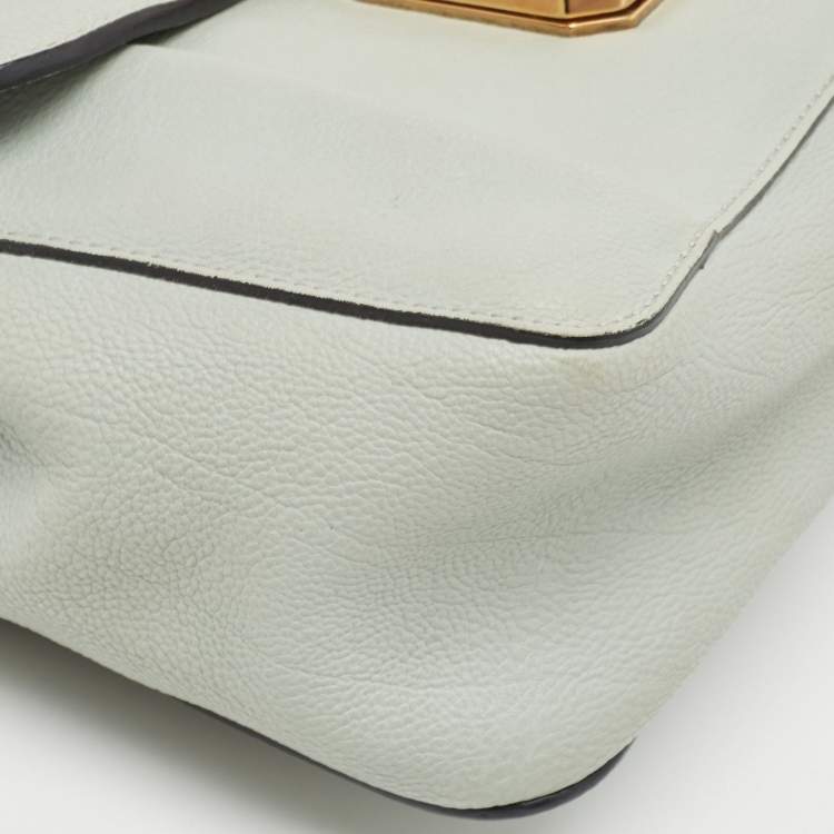 Pre Owned Chloé Mint Green Leather Small Elsie Shoulder Bag
