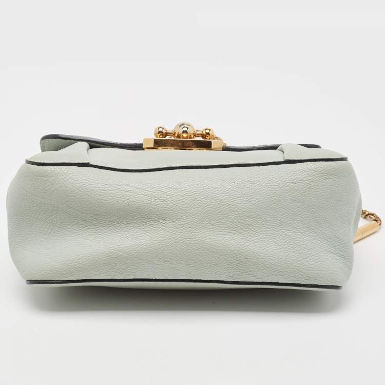 Pre Owned Chloé Mint Green Leather Small Elsie Shoulder Bag