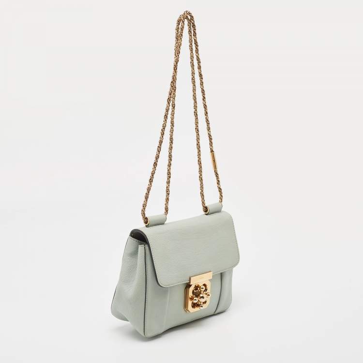 Pre Owned Chloé Mint Green Leather Small Elsie Shoulder Bag