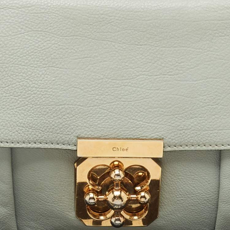 Pre Owned Chloé Mint Green Leather Small Elsie Shoulder Bag