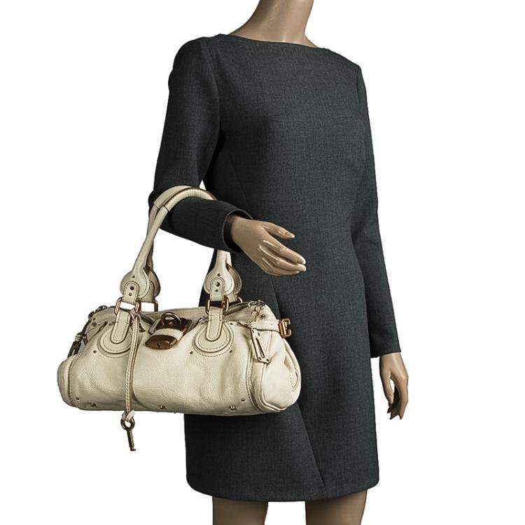 Pre Owned Chloe Cream Leather Medium Paddington Satchel